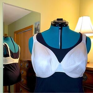 Cacique/Lane Bryant 42D, white, smooth cup, full coverage, lined, sheer back bra